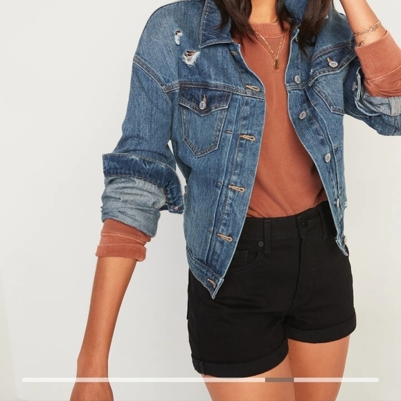 High-Waisted O.G. Cuffed Black Jean Shorts for Women -- 3-inch inseam - Picture 2 of 11